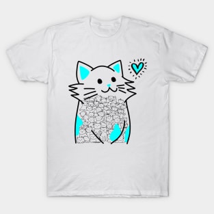 Cats Brighten Up My Heart (Blue) T-Shirt